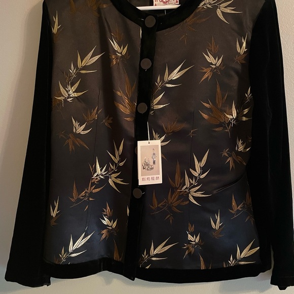 Vintage Authentic Silk and Corduroy Japanese Embroidered Jacket - Picture 1 of 9